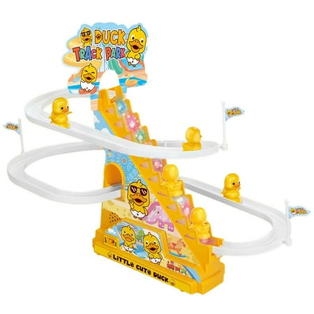 

Christmas Animal Climbing Toys|Ducks Dinosaurs Roller Coaster Electric Track Toy|Track Slide Stairs Indoor Toy with LED Flashing Lights and Music