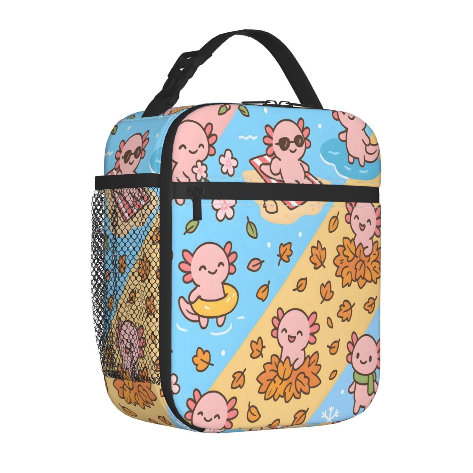 Lunch Bag For Women Men Insulated Portable Lunch Box Bento Box Office Picnic Travel Cooler Bag Seasonal Quartet Axolotls - Year-Round