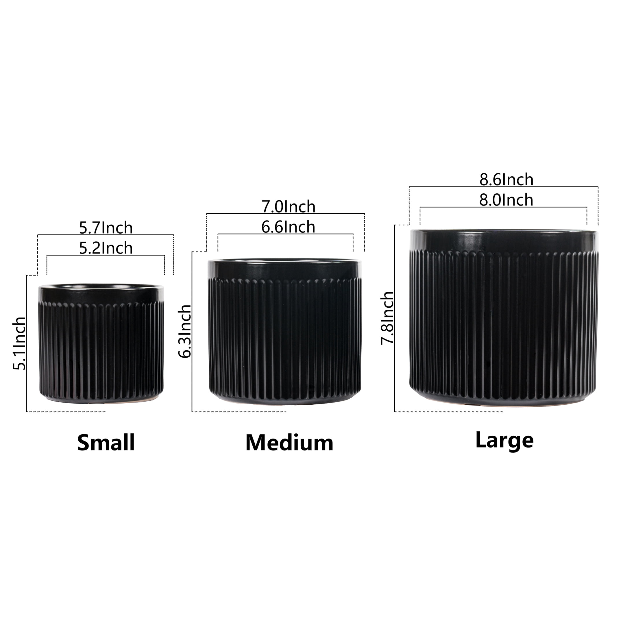 UMIAMOY Modern Cylinder Set of 3 Ceramic Flower Pots,5.7+7.0+8.6 inch Plant Pots with Drainage Holes and Saucer,Indoor Outdoor Planters for Home Patio Garden Decoration
