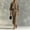 Khaki, variant on Hueook Elegant Dress for Women Crew Neck 3/4 Sleeve Straight Fit Casual Midi Dress Gray 3X