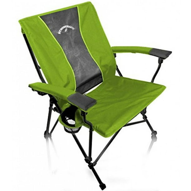 STRONGBACK Elite Heavy Duty Folding Camp Chair with Lumbar Support Lime