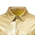 thumbnail image 4 of hlysgo Mens Metallic Shirts Shiny Button up Short Sleeve Sparkly Tops Trendy 70s Disco Party Collared Shirt Club Clothes for Men Gold XXL, 4 of 8