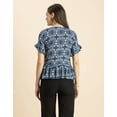 thumbnail image 6 of Moomaya Womens Printed Viscose Top, Ruffled, V-Neck, Elbow Sleeves Loose-Fit Summer Tops, 6 of 7