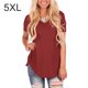 thumbnail image 2 of Jumpingount Camiseta de mujer con cuello en V Blusa casual Color sólido con cuello en V Top de manga corta Prendas para la parte del cuerpo Vino rojo 5XL Jumpingount AP003157-24, 2 of 6