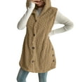 thumbnail image 6 of Htigea Womens Sherpa Hooded Vest Sleeveless Fleece Jackets Lightweight Fall Casual Outerwear Khaki S, 6 of 6