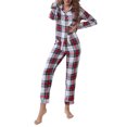 thumbnail image 4 of xiaxaixu Ensemble de Pyjama pour Femmes, Col Rabattu, Manches Longues, Chemises et Pantalons, 2 Pcs, 4 of 7