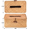 thumbnail image 6 of Wicker Woven Tissue Box Cover, Decorative Rattan Facial Tissue Holder, Vintage Seagrass Rectangular Napkin Holder Pumping Paper Case Dispenser for Bathroom, Bedroom, Shelves, Living Room (Honey Brown), 6 of 9
