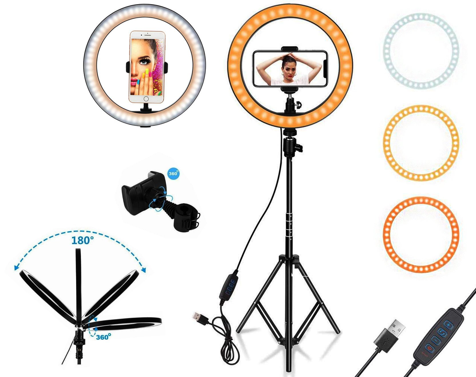 10 Inch LED Ring Light Dimmable With Adjustable Tripod Stand Dimmable