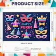 thumbnail image 2 of Colorful Happy Purim Banner Festive Purim Display Mask Design Party Hat Decor Festive Backdrop for Jewish Holiday Purim Celebration Indoor Party, 2 of 9