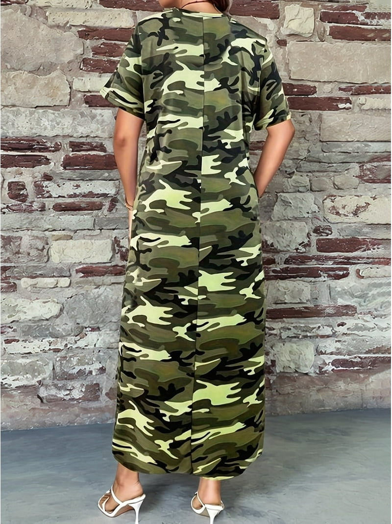 Camo Clothing Camo Print Shirt Dress Women'S Casual Summer T Shirt