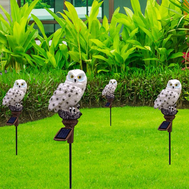 4 Uds LED luz Solar búho al aire libre césped estacas lámpara hogar jardín decoración