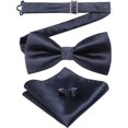 thumbnail image 1 of SURJDE Mens Solid Color Pre-tied Bow Tie and Pocket Square Cufflink Set, 1 of 4