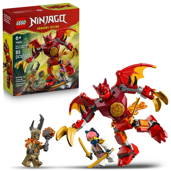 LEGO NINJAGO Kai’s Dragon Mech Battle Pack Building Toy for Boys, Girls, & Kids, Ages 6  - Poseable Dragon Figure & 3 Character Minifigures for Pretend Play - Gift Idea for Birthdays - 71851
