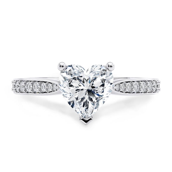 14K White Gold Plated 1.5CT Heart Cut Moissanite Engagement Ring for Women