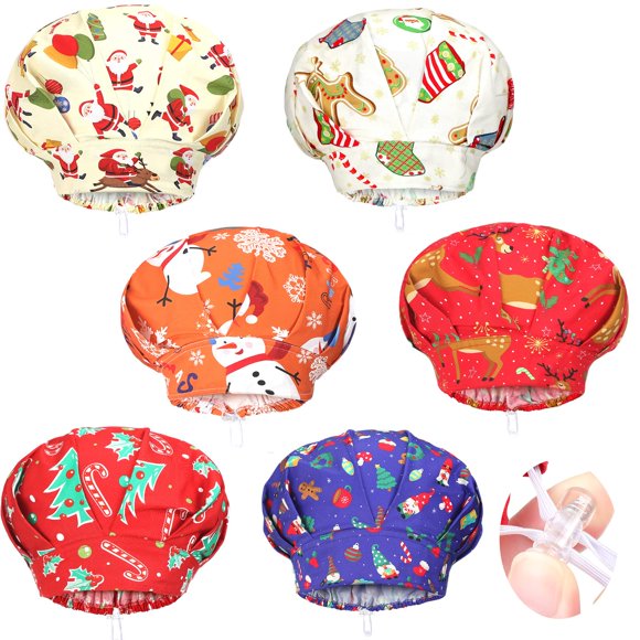 Gorros exfoliantes navideños con botones de Hat Jadive, 6 unidades