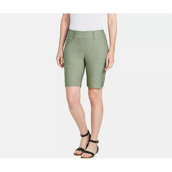 Hilary Radley Womens Midweight Bermuda Pull-On Short (Large, Sage)