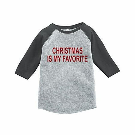 

7 ate 9 Apparel Kids Christmas is My Favorite Grey Baseball Tee
