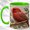 Green, variant on Red Spotted Bird Coffee Mug, Classic Leaf Mug, Ceramic 11 oz