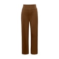 thumbnail image 3 of Arlun Stylish Loose Solid Color High Waist Straight Leg Pants with Pockets Womens Soft Comfortable Elastic Waisted Basic Sports Leisure for Daily Commuter Wear Brown XXXL, 3 of 4