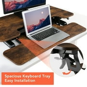 FitStand Home Office Height Adjustable Standing Desk Converter Special Walnut 35 U-Shape with Keyboard Tray