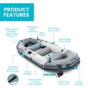 Intex Mariner 4 Person Inflatable Lake Dinghy Boat with Pump and Oars Set