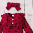 thumbnail image 4 of TOWED22 Baby Girl Clothing 3-Piece Outfits Fall Winter Long Sleeve Round Neck Bodysuit Romper + Floral Pants Headband Jumpsuit Set(Wine,3-6 M), 4 of 6