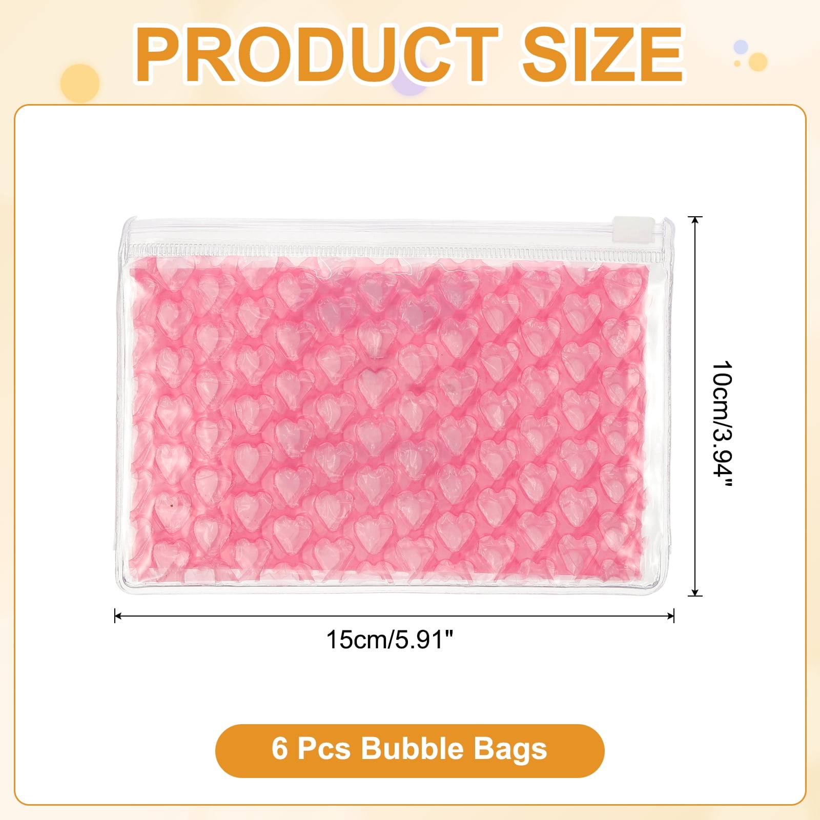 Uxcell Clear Bubble Bags, (9 x 6 Inch, Rose Red) (6 Pcs), Lightweight Economic Heart Bubble Wrapping Pouches Zipper Packing Cushioning Bag, Suit for - Mailing Shipping/Packaging/Storage