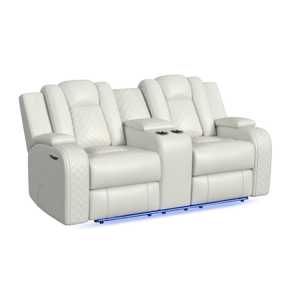 Picket House Furnishings Amias Power Motion Loveseat in Pebble Oyster