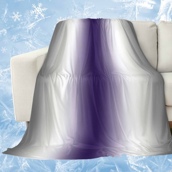 Gray Purple Cooling Blanket, Lightweight Breathable Summer Throw Blanket with Double Sided Cold Effect, Modern Gradient Geometric Picnic Beach Blankets Bed Sheet for Hot Sleepers 50"x60"