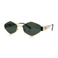 thumbnail image 4 of Hipster Retro Classic Diamond Shape Metal Rim Hustler Sunglasses Gold - Green, 4 of 8