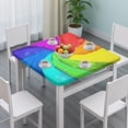 thumbnail image 3 of Rainbow Tie Dye Spiral Pattern Square Fitted Tablecloth with Elastic Edge,Square Table Cover,Washable Elastic Table Cover for Home Kitchen Party Decor 36"x36", 3 of 6