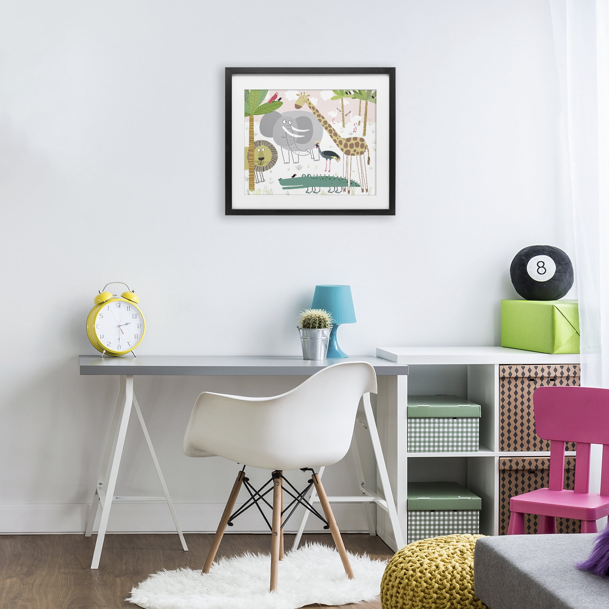 Stupell Industries Safari Animals Out and About Black Framed Print Under Glass, design by Carla Daly