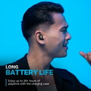 JLab Go Pop+ True Wireless Earbuds, Black, Bluetooth, IPX4, Be Aware Mode, Customize Sound, Controls