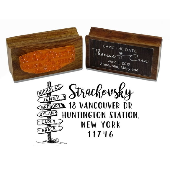 Printtoo Custom Family Holiday Address Stamp Christmas Gift Designer Wood Mounted Rubber Stamp