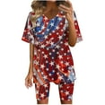 thumbnail image 2 of Two Piece Summer Sets Plus Size Women's Short Sleeve V-neck Tops Shorts Comfortable Homewear Two-piece Suit Sets 2 Piece Beach Outfits for Women, 2 of 7