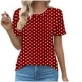 thumbnail image 2 of VgaVtl Tunic T Shirts for Women Plus Size Short Sleeve Ladies Plus Size Tops Vacation Loose Casual Polka Dots Retro Shirts,Red L, 2 of 5