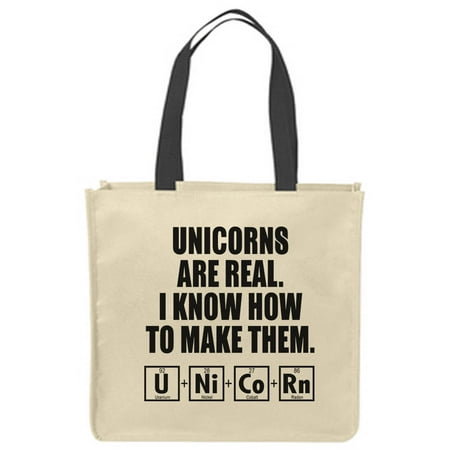 

Canvas Tote Bags Unicorns are Real I Know How to Make Them Periodic Table Elements Reusable Shopping Funny Gift Bags