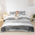 thumbnail image 2 of Homewish Retro Abstract Stripes Duvet Cover Queen,Vintage Geometric Art Queen Bedding,Gray,Reversible,3pcs,1 Duvet Cover and 2 Pillowcases, 2 of 6