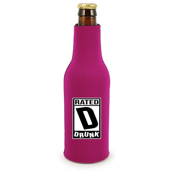 Rated D for Drunk Beer Bottle Coolie (Magenta)