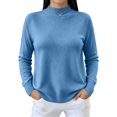 thumbnail image 2 of Women's Mock Neck Knit Sweater, Lightweight Basic Long Sleeve Pullover Tops for Fall Winter Daily Wear 2XL, 2 of 6