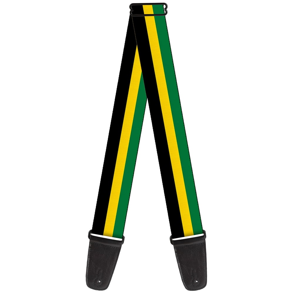 Buckle-Down Guitar Strap, Stripes Black Yellow Green, 2 Inches Wide
