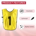 thumbnail image 5 of Uxcell Soccer Training Vest, Team Sports Pinnies Reversible Numbered Jerseys Yellow 21 in, 5 of 7