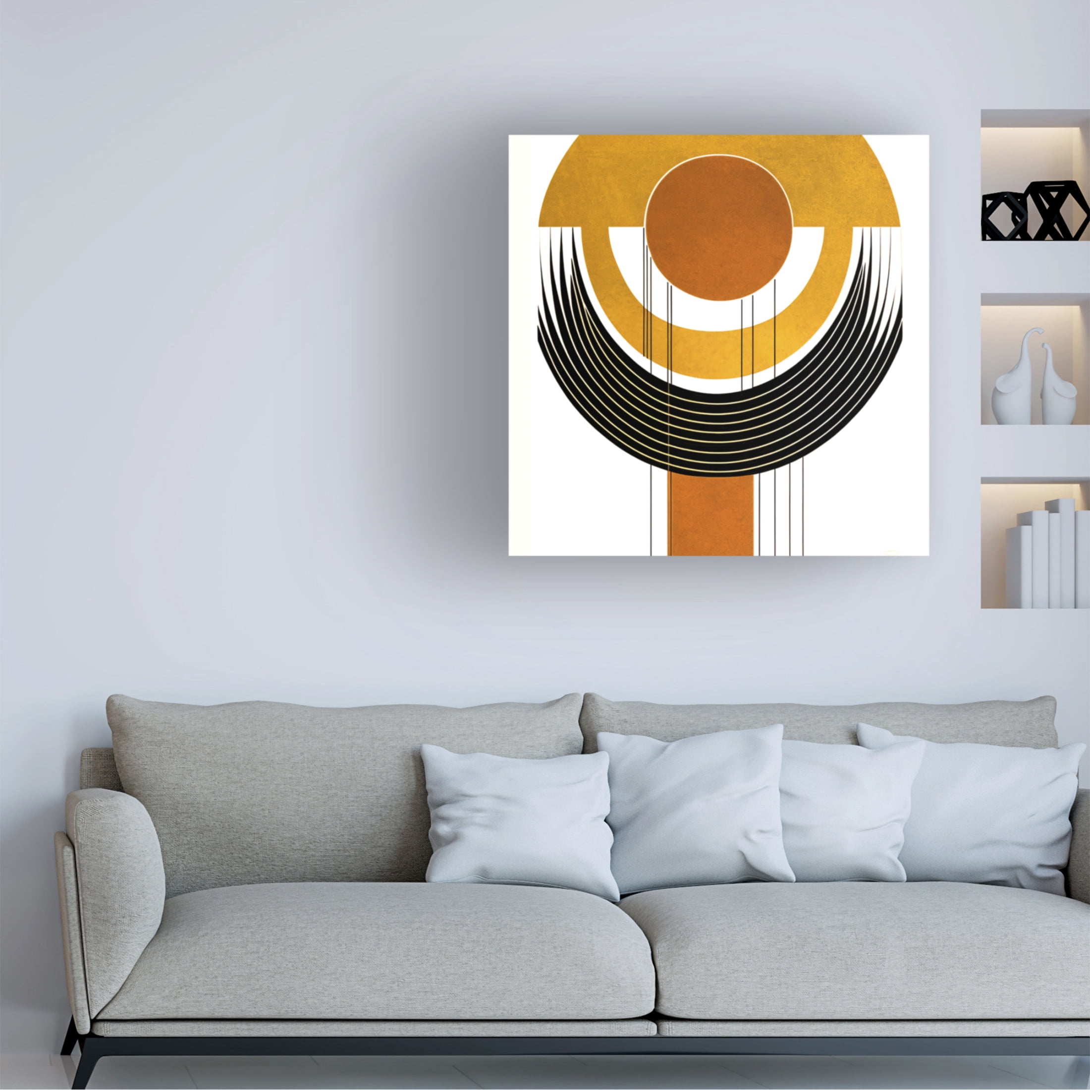 Canvas Wall Art - Ray Heere 'Mid Century Abstract Painting 10' Wall Art for Living Room, Bedroom, or Office Décor by Trademark Fine Art - 14 x 14 Inches