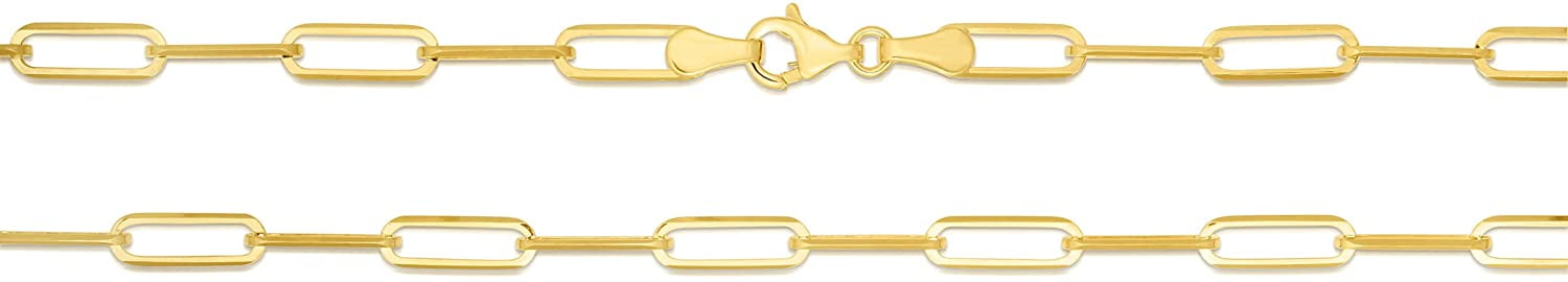 Floreo 10k Yellow Gold Solid Paperclip Chain Necklace