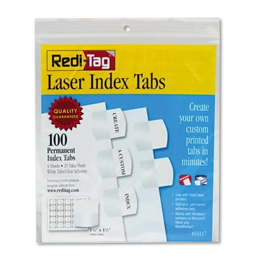 "Avery Printable Self-Adhesive Plastic Tabs, 1-1/4"", White, Pack of 96 ...