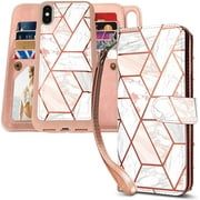 iPhone Xs MAX Case,iPhone Xs MAX Wallet Case with Magnetic Detachable Case,9 Card Slots,Wrist Strap, CASEOWL 2 in 1