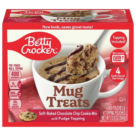 Betty Crocker Chocolate Chip Cookie Fudge Mug Treats - 4 ct