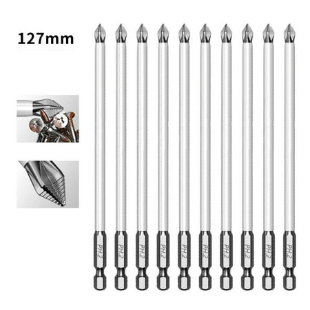 

BCLONG 10Pcs 25-150Mm Magnetic Non-Slip Batch Head Ph2 Cross Screwdriver Hex Shank Bits