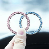 Chrome Crystal Car Ignition Ring – Self-Adhesive Rhinestone Push Start Button Trim, Universal Sparkling Cover for Luxury Interior Styling and Holiday Gift, Pink