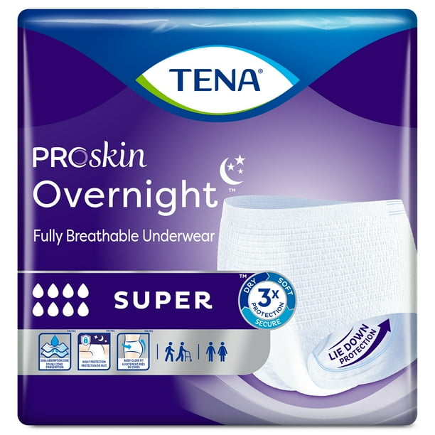 TENA ProSkin Overnight Super Disposable Underwear Pull On with Tear